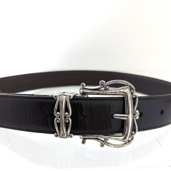 Brighton Black and Brown Reversible Belt with Silver Buckle Size M B40409 - Picture 2 of 10